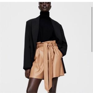 Zara leather elegant mini shorts